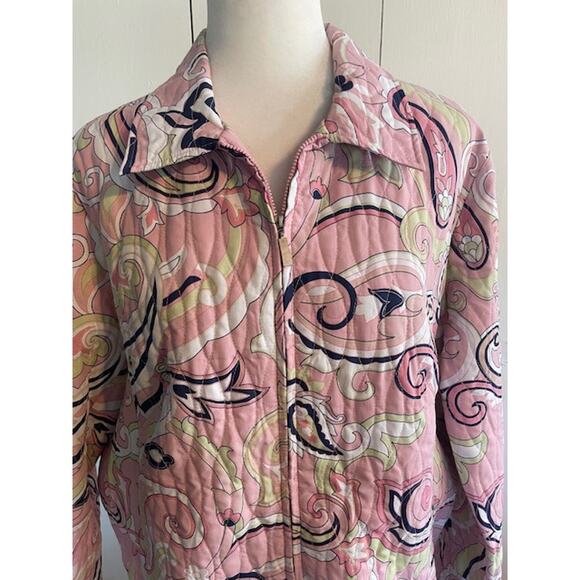 Alfred Dunner Size‎ 14 Quilted Spring Jacket Pink Floral Print - Picture 2 of 6